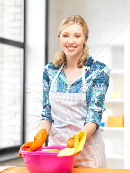housewife washing dish at the kitchen Stock photo © dolgachov