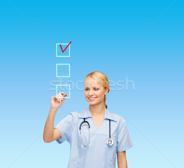 Doktor hemşire çizim onay kutusunu sağlık tıbbi Stok fotoğraf © dolgachov