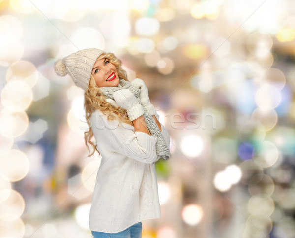 笑みを浮かべて 若い女性 冬 服 幸福 休日 ストックフォト © dolgachov