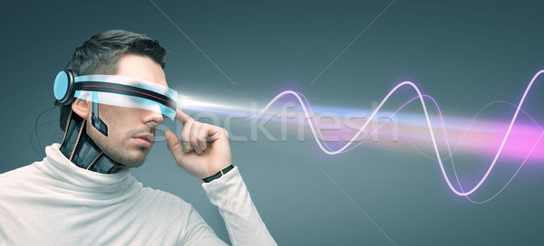 Homme futuriste lunettes 3d personnes technologie avenir [[stock_photo]] © dolgachov