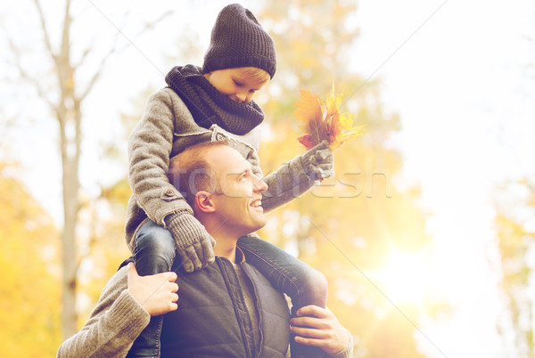 Foto stock: Familia · feliz · otono · parque · familia · infancia