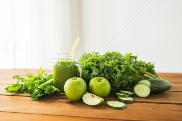 Foto stock: Jarra · verde · jugo · hortalizas · alimentación · saludable