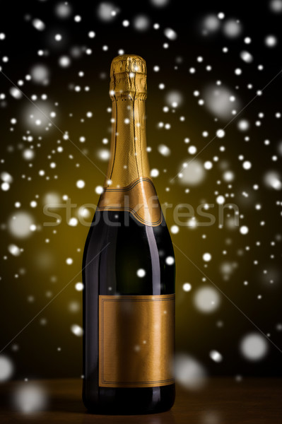 ストックフォト: ボトル · シャンパン · ラベル · 雪 · ドリンク