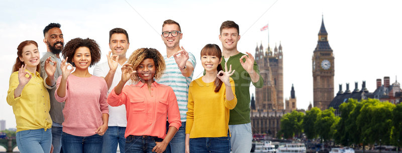 international group of people showing ok in london Stock photo © dolgachov