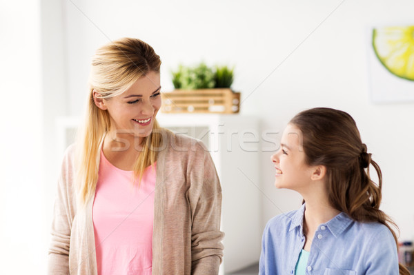 happy smiling family of woman and girl at home Stock photo © dolgachov