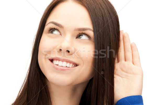 Mujer escuchar chismes brillante Foto Foto stock © dolgachov