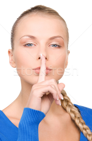 Doigt lèvres lumineuses photos adolescente femme Photo stock © dolgachov