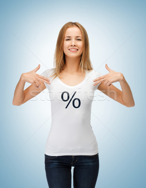 girl pointing at percent sign Stock photo © dolgachov