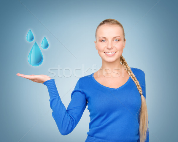 商業照片: 女子 · 顯示 · 藍色 · 水滴 · 手 · 女