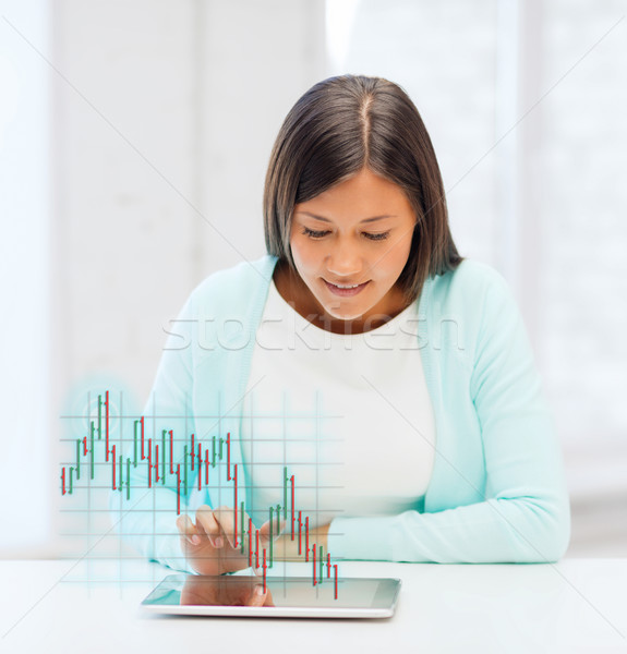 Stock photo: smiling student girl with tablet pc