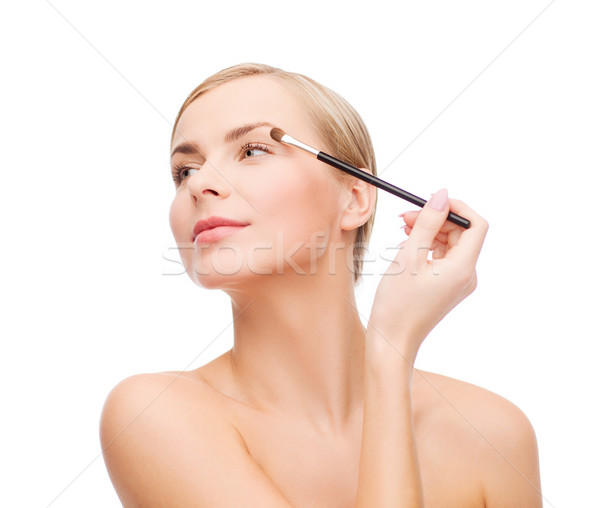 Schöne Frau Make-up Pinsel Kosmetik Gesundheit Schönheit Auge Stock foto © dolgachov