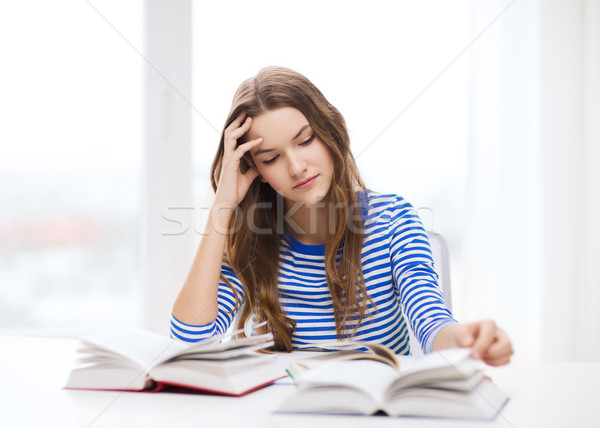 stressed student girl with books Stock photo © dolgachov