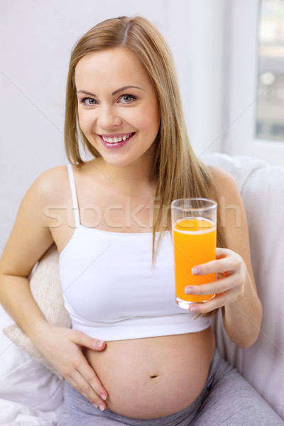 Stock foto: Glücklich · frischen · Orangensaft · Schwangerschaft · Mutterschaft