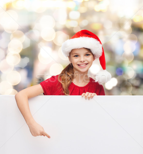 Kız yardımcı şapka beyaz tahta Noel Stok fotoğraf © dolgachov
