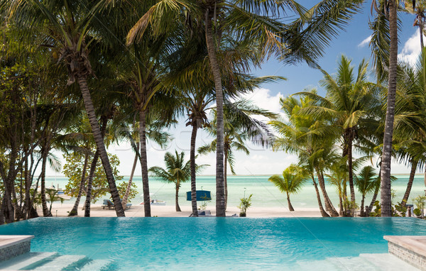 Stock photo: swimming pool on tropical beach