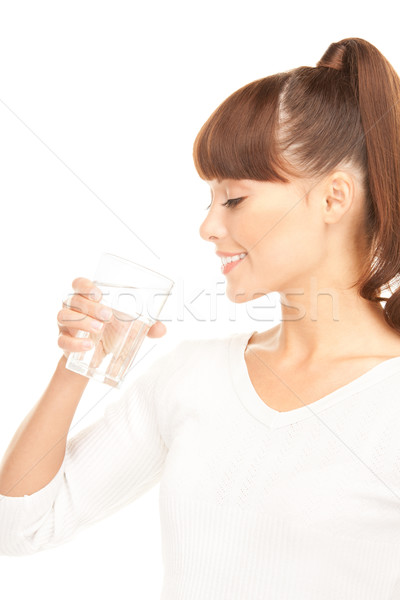 Nő üveg víz gyönyörű nő fehér egészség Stock fotó © dolgachov
