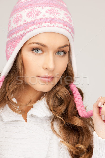 Mujer hermosa invierno sombrero Foto mujer cara Foto stock © dolgachov