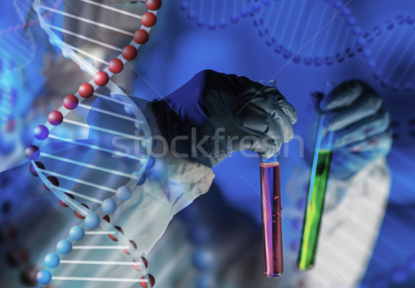 close up of scientist making test in laboratory Stock photo © dolgachov