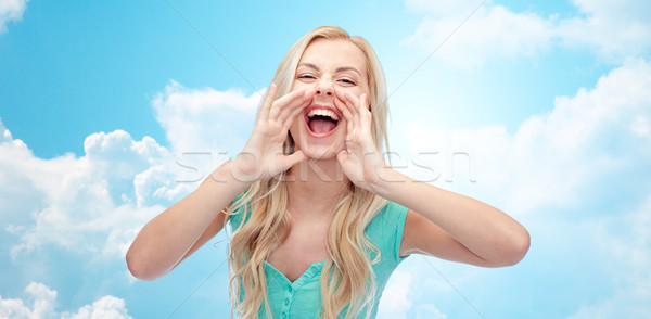 young woman or teenage girl shouting Stock photo © dolgachov