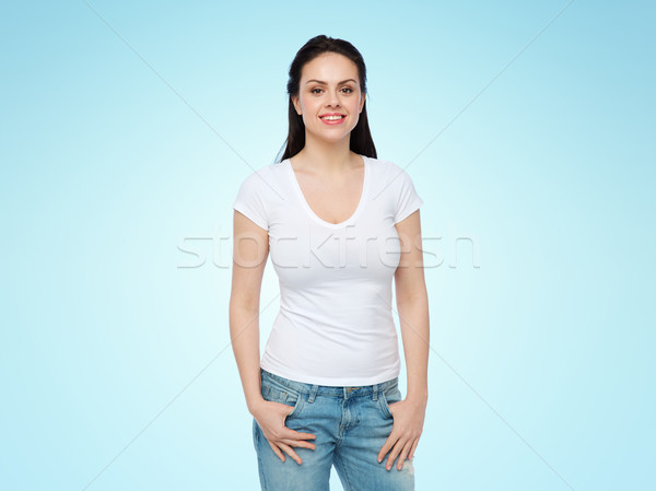幸せ 若い女性 十代の少女 白 Tシャツ 広告 ストックフォト © dolgachov