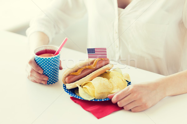 Stockfoto: Vrouw · vieren · amerikaanse · dag · viering · vakantie