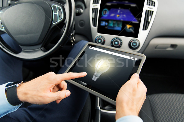 close up of man with tablet pc in car Stock photo © dolgachov