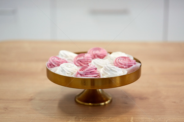 zephyr or marshmallow on cake stand Stock photo © dolgachov