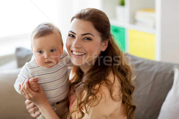 Stock foto: Glücklich · jungen · Mutter · wenig · Baby · home