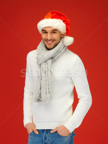 handsome man in christmas hat Stock photo © dolgachov