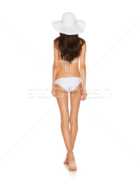 Modelo posando blanco bikini Foto sombrero Foto stock © dolgachov