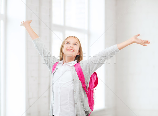 student girl with hands up at school Stock photo © dolgachov