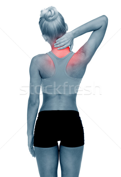 Vrouw aanraken nek fitness gezondheidszorg Stockfoto © dolgachov