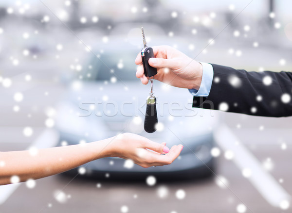 close up of man with car key outdoors Stock photo © dolgachov