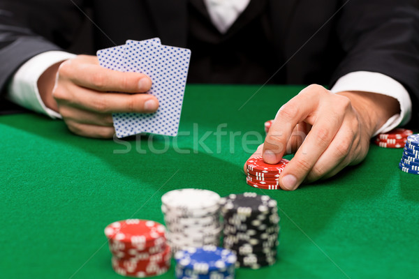Poker speler kaarten chips casino gokken Stockfoto © dolgachov