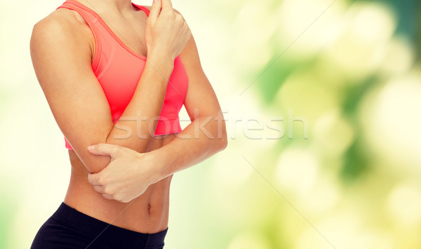 Vrouw pijn elleboog gezondheidszorg fitness Stockfoto © dolgachov