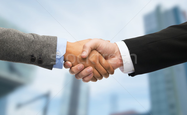 Foto stock: Empresario · mujer · de · negocios · apretón · de · manos · negocios · oficina · hombre