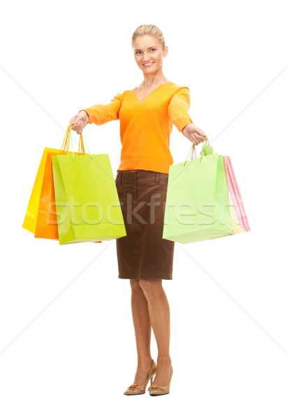 Mujer blanco feliz compras Foto stock © dolgachov