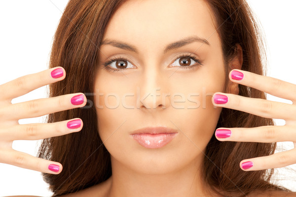 Frau geschliffen Nägel hellen Bild weiß Stock foto © dolgachov