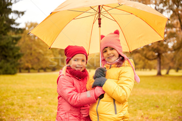 Stockfoto: Gelukkig · paraplu · najaar · park · jeugd