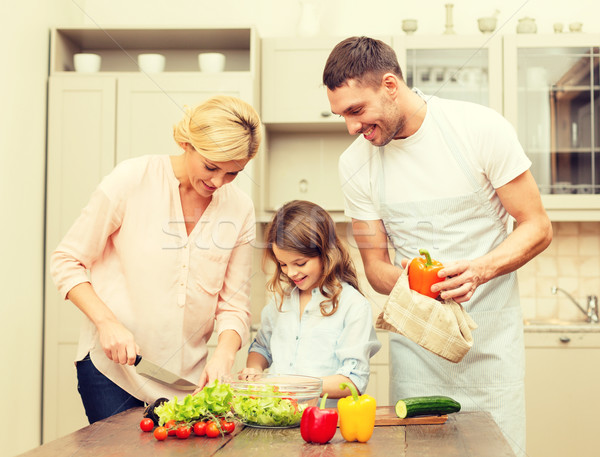 Foto stock: Familia · feliz · cena · cocina · alimentos · familia