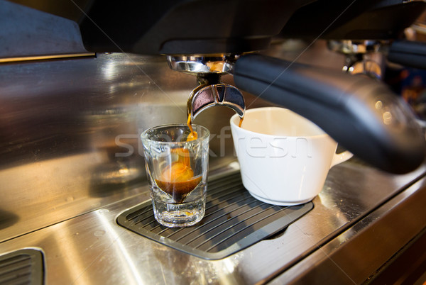 close up of espresso machine making coffee Stock photo © dolgachov