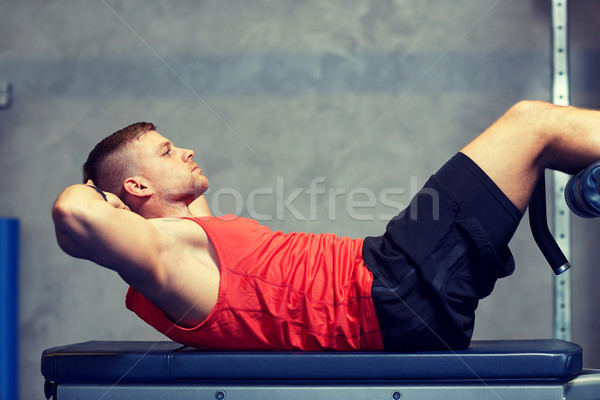 [[stock_photo]]: Jeune · homme · abdominale · gymnase · sport · fitness