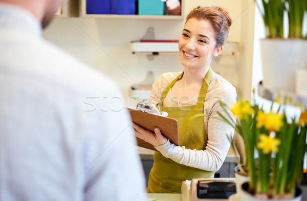 [[stock_photo]]: Fleuriste · femme · homme · ordre