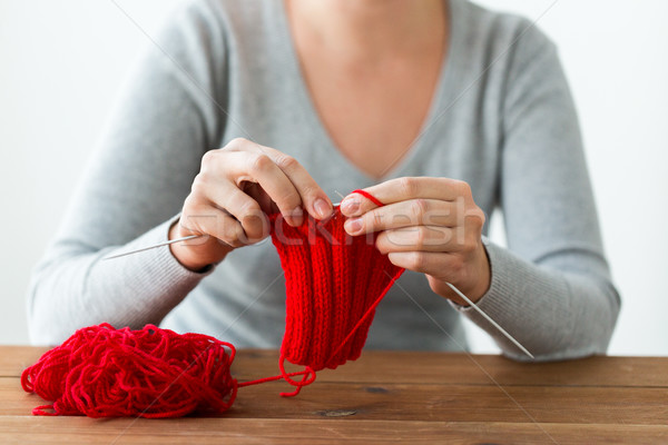 woman hands knitting with needles and yarn Stock photo © dolgachov