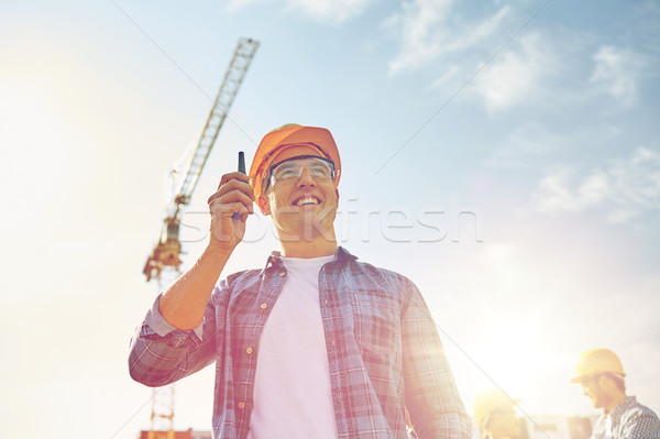építész munkavédelmi sisak adóvevő ipar épület technológia Stock fotó © dolgachov