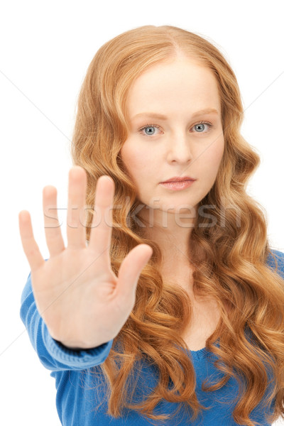 woman making stop gesture Stock photo © dolgachov