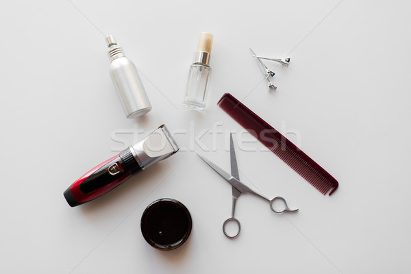 Haj spray körülvágó olló szerszámok hajviselet Stock fotó © dolgachov