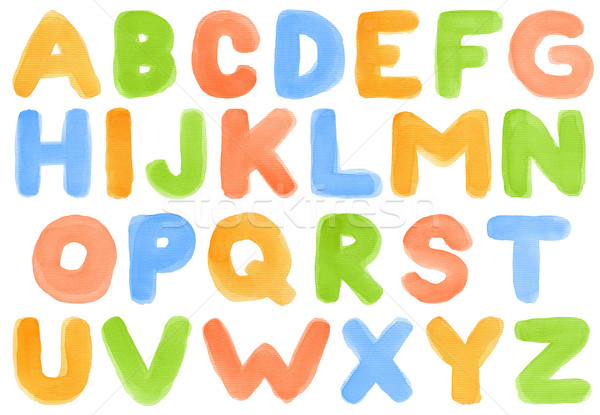 Aquarel alfabet geïsoleerd papier oranje Stockfoto © donatas1205