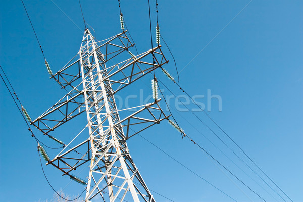 Stock foto: Macht · line · Hochspannung · Netzteil · blauer · Himmel · Himmel