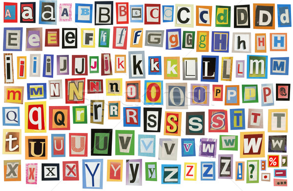 Gazete alfabe renkli dergi harfler yalıtılmış Stok fotoğraf © donatas1205